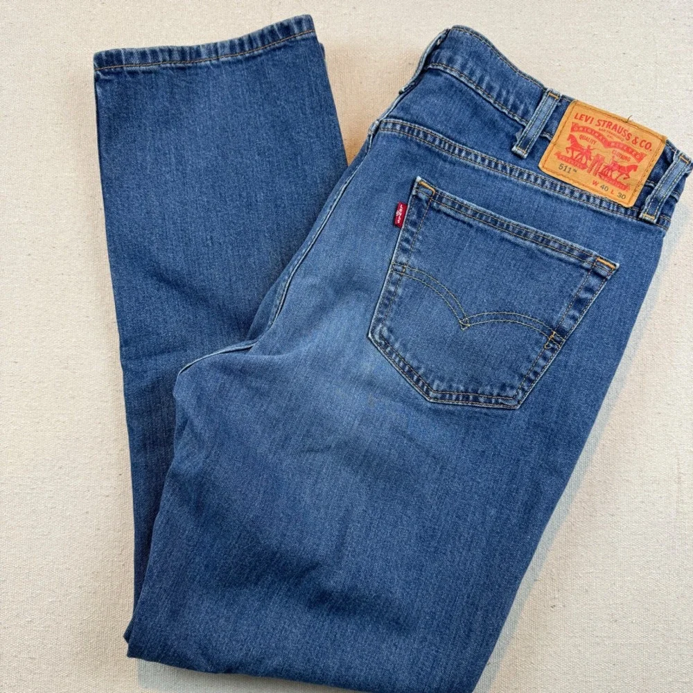 Levi's 40x30 511 Slim Fit Jeans Mens Medium Wash Blue Denim Pants